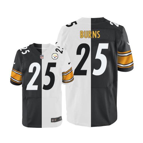 Nike Steelers #25 Artie Burns White/Black Men's Stitched NFL Elite Split Jersey